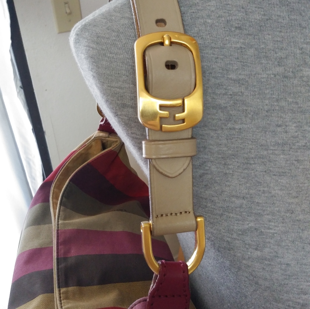 Authentic FENDI Canvas Striped Pequin Hobo in Multicolor - Picture 5 of 6